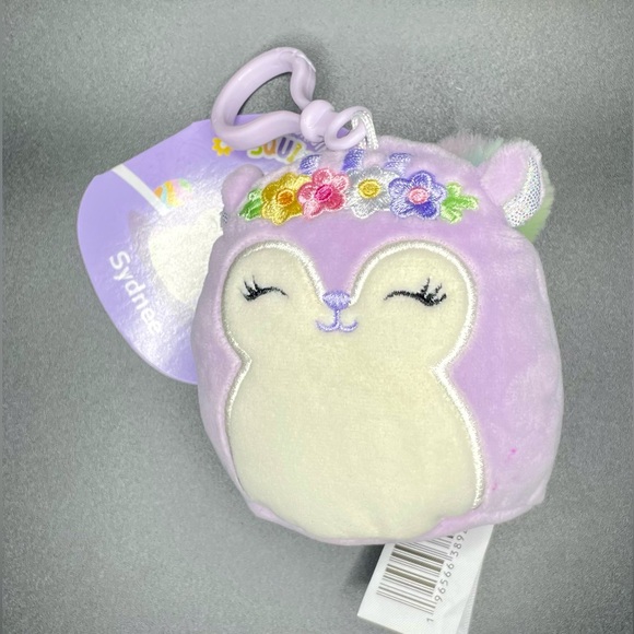 Squishmallow Sydnee Squirrel Bag Clip with Flower Crown 4” Squirrel - Picture 1 of 5